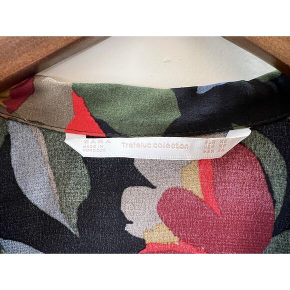 Zara Women's Trafaluc Sheer Shirt Dress Size XS Floral Dark Fairycore Grunge 90S - Picture 4 of 7